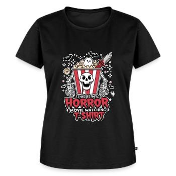 Horror Movie Watching Design - Frauen Premium Bio T-Shirt - Schwarz - Vorne - Selfina (174cm)