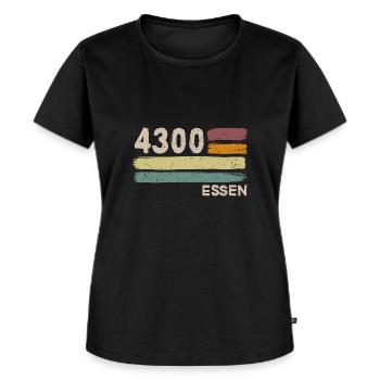 4300 Essen Retro Postleitzahlen Alte PLZ Vintage - Frauen Premium Bio T-Shirt - Schwarz - Vorne - Selfina (174cm)