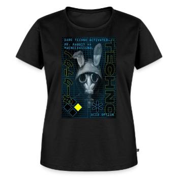 | activé par Dark Techno Hard Dark Acid Techno - T-shirt Premium bio Femme - noir - Devant - Selfina (174cm)