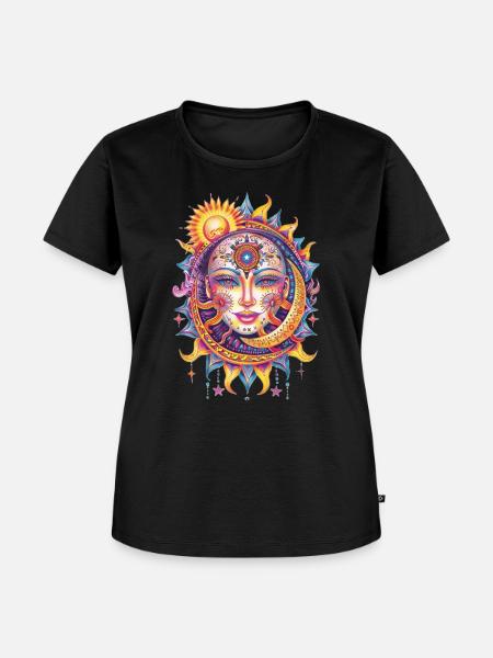 Kunstvolle Sonne - Frauen Premium Bio T-Shirt - Schwarz