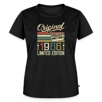 Jahrgang 1966 Retro Geburtstagsgeschenk 1966 - Frauen Premium Bio T-Shirt - Schwarz - Vorne - Selfina (174cm)