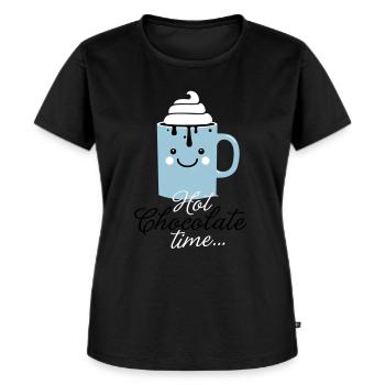 i love heiße schokolade sprüche für weihnachten - Frauen Premium Bio T-Shirt - Schwarz - Vorne - Selfina (174cm)