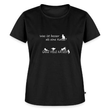 Was ist besser als eine Katze? Ganz viele Katzen! - Frauen Premium Bio T-Shirt - Schwarz - Vorne - Selfina (174cm)