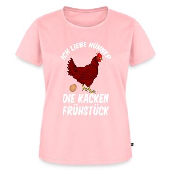 Ich liebe Hühner, die kacken Frühstück. - Frauen Premium Bio T-Shirt - Rosa - Vorne - AI Model Female 172 dark (172cm)