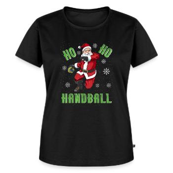 Ho Ho Handball Weihnachtsmann Handballer Trainer - Frauen Premium Bio T-Shirt - Schwarz - Vorne - Selfina (174cm)