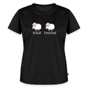 Lustiges Schaf Unschaf Wortwitz Schafe - Frauen Premium Bio T-Shirt - Schwarz - Vorne - Selfina (174cm)