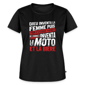 Biker Mann Motorrad Geschenk Motorrad Biker - Frauen Premium Bio T-Shirt - Schwarz - Vorne - Selfina (174cm)