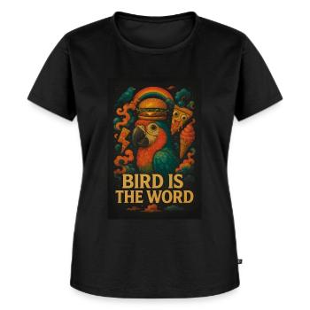 Papagei - Bird Is the Word – Lustiges Tierdesign - Frauen Premium Bio T-Shirt - Schwarz - Vorne - Selfina (174cm)