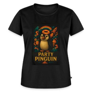 Party Pinguin – Lustiges Tierdesign - Frauen Premium Bio T-Shirt - Schwarz - Vorne - Selfina (174cm)