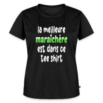 meilleur maraîchère humour jardinier jardin - T-shirt Premium bio Femme - noir - Devant - Selfina (174cm)