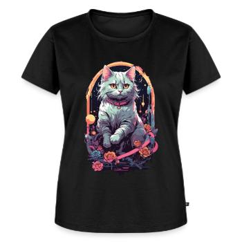 Design de chat Pastel gothique pour E-Girls - T-shirt Premium bio Femme - noir - Devant - Selfina (174cm)