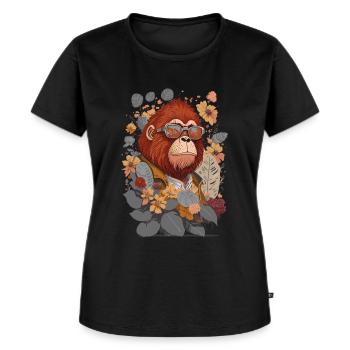 Gorille avec lunettes de soleil et illustration de fleurs - T-shirt Premium bio Femme - noir - Devant - Selfina (174cm)