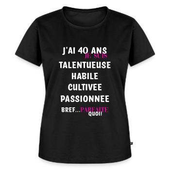 40 ans anniversaire - T-shirt Premium bio Femme - noir - Devant - Selfina (174cm)
