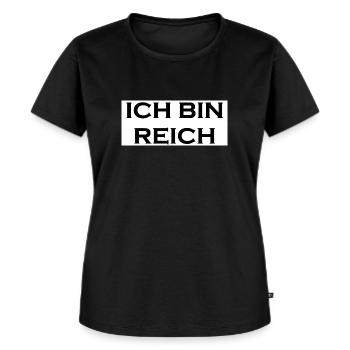 ich bin reich - Frauen Premium Bio T-Shirt - Schwarz - Vorne - Selfina (174cm)