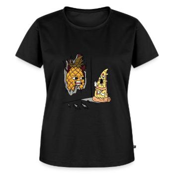 Hier ist die Ananas - Frauen Premium Bio T-Shirt - Schwarz - Vorne - Selfina (174cm)