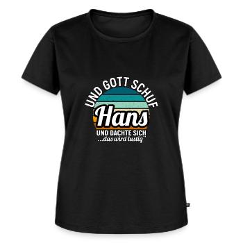 Hans - Frauen Premium Bio T-Shirt - Schwarz - Vorne - Selfina (174cm)