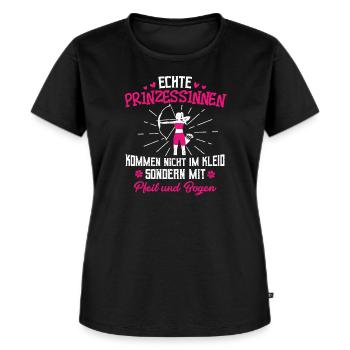 Bogenschießen Prinzessin Bogenschützin Pfeil Bogen - Frauen Premium Bio T-Shirt - Schwarz - Vorne - Selfina (174cm)
