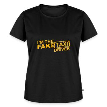 FAKE Taxi Driver mit GRUNGE Effekt - Frauen Premium Bio T-Shirt - Schwarz - Vorne - Selfina (174cm)