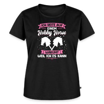 Hobby Horse Reiterin Reiten Geschenk - Frauen Premium Bio T-Shirt - Schwarz - Vorne - Selfina (174cm)