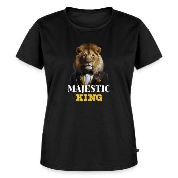 Löwe im Anzug- The Majestic King - Frauen Premium Bio T-Shirt - Schwarz - Vorne - Selfina (174cm)