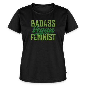 Knallharte Vegane Feministin Geschenk - Frauen Premium Bio T-Shirt - Schwarz - Vorne - Selfina (174cm)