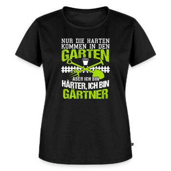 Nur die harten kommen in den Garten - Frauen Premium Bio T-Shirt - Schwarz - Vorne - Selfina (174cm)