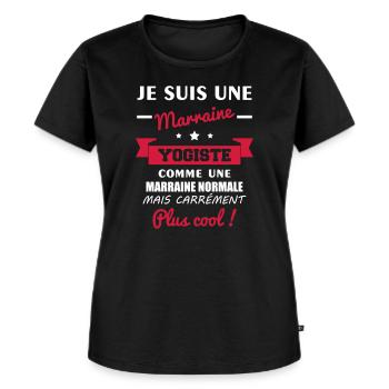 Marraine yogiste, idée cadeau marraine, yoga - T-shirt Premium bio Femme - noir - Devant - Selfina (174cm)