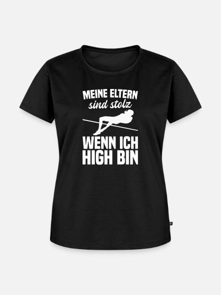 Hochsprung - Meine Eltern sind stolz - Frauen Premium Bio T-Shirt - Schwarz