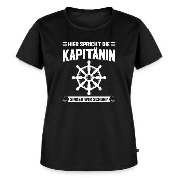 Kapitänin Boot Motorboot Geschenk - Frauen Premium Bio T-Shirt - Schwarz - Vorne - Selfina (174cm)