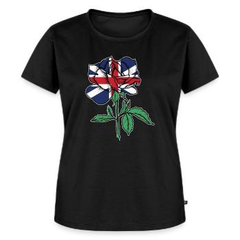 Flag Rose British Flag Roots Gift - Women's Premium Organic T-shirt - black - Front - Selfina (174cm)