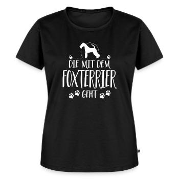 DIE MIT FOXTERRIER Hundespruch Hund Hunde - Frauen Premium Bio T-Shirt - Schwarz - Vorne - Selfina (174cm)