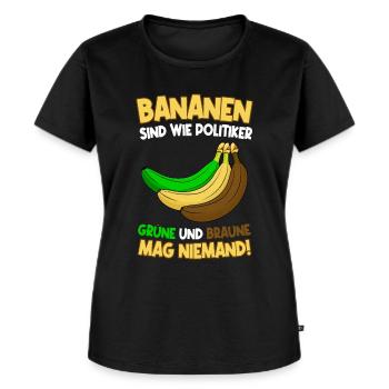 Bananen sind wie Politiker - Frauen Premium Bio T-Shirt - Schwarz - Vorne - Selfina (174cm)