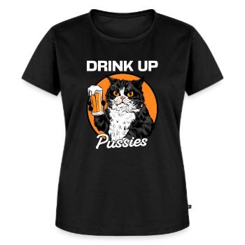 Trinken Sie Pussys Lustige Katze St. Patricks Day Spruch - Frauen Premium Bio T-Shirt - Schwarz - Vorne - Selfina (174cm)