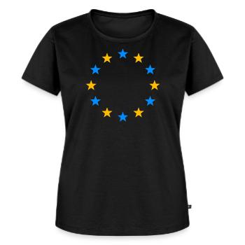 Europa EU Sterne Ukraine Symbol Fahne Flagge Logo - Frauen Premium Bio T-Shirt - Schwarz - Vorne - Selfina (174cm)