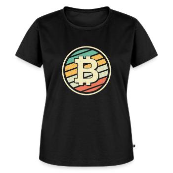 Bitcoin Retro - Frauen Premium Bio T-Shirt - Schwarz - Vorne - Selfina (174cm)