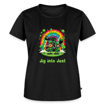 Danse irlandaise Tenue d'Irlande Musique irlandaise - T-shirt Premium bio Femme - noir - Devant - Selfina (174cm)