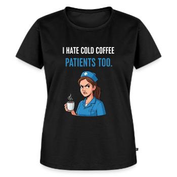 Krankenschwester Kaffee Lustig - Frauen Premium Bio T-Shirt - Schwarz - Vorne - Selfina (174cm)
