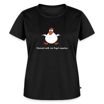 Unbekannter Engel - Frauen Premium Bio T-Shirt - Schwarz - Vorne - Selfina (174cm)