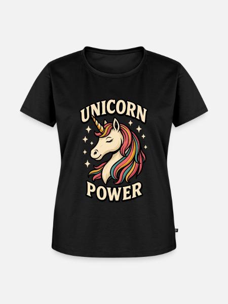 Magisches Einhorn mit Regenbogenmähne - Premium økologisk T-shirt til kvinder - sort