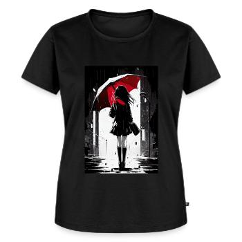 Anime Art | Girl with the Red Umbrella - Frauen Premium Bio T-Shirt - Schwarz - Vorne - Selfina (174cm)