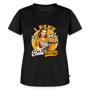 Ich backe, damit ich die Leute nicht ersticke Lustiger Bäcker - Frauen Premium Bio T-Shirt - Schwarz - Vorne - Selfina (174cm)