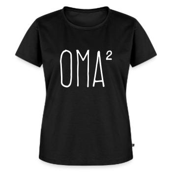Oma hoch zwei - Frauen Premium Bio T-Shirt - Schwarz - Vorne - Selfina (174cm)