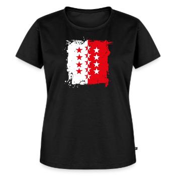 WALLISER WAPPEN - Frauen Premium Bio T-Shirt - Schwarz - Vorne - Selfina (174cm)