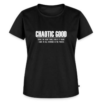 Chaotic good Nerd Rollenspiel Geek Geschenk - Frauen Premium Bio T-Shirt - Schwarz - Vorne - Selfina (174cm)