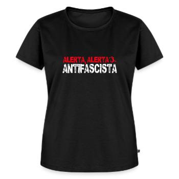 Alerta Alerta Antifascista Antifaschismus - Frauen Premium Bio T-Shirt - Schwarz - Vorne - Selfina (174cm)