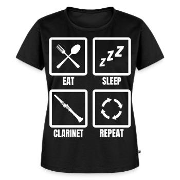 Eat Sleep Clarinet Repeat - Frauen Premium Bio T-Shirt - Schwarz - Vorne - Selfina (174cm)