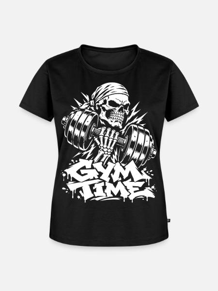 Gym Time Skull - Frauen Premium Bio T-Shirt - Schwarz