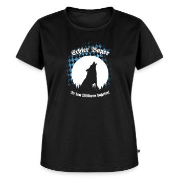 Echter Bayer - In den Wäldern daheim - Frauen Premium Bio T-Shirt - Schwarz - Vorne - Selfina (174cm)