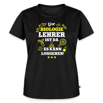 Biolehrer Schule Der Biologielehrer ist da Spruch - Frauen Premium Bio T-Shirt - Schwarz - Vorne - Selfina (174cm)
