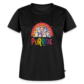 Purride Pride HBTQ Katzen Niedlich Purride - Frauen Premium Bio T-Shirt - Schwarz - Vorne - Selfina (174cm)